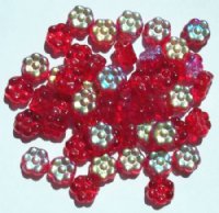 50 8mm Transparent Red AB Flower Beads